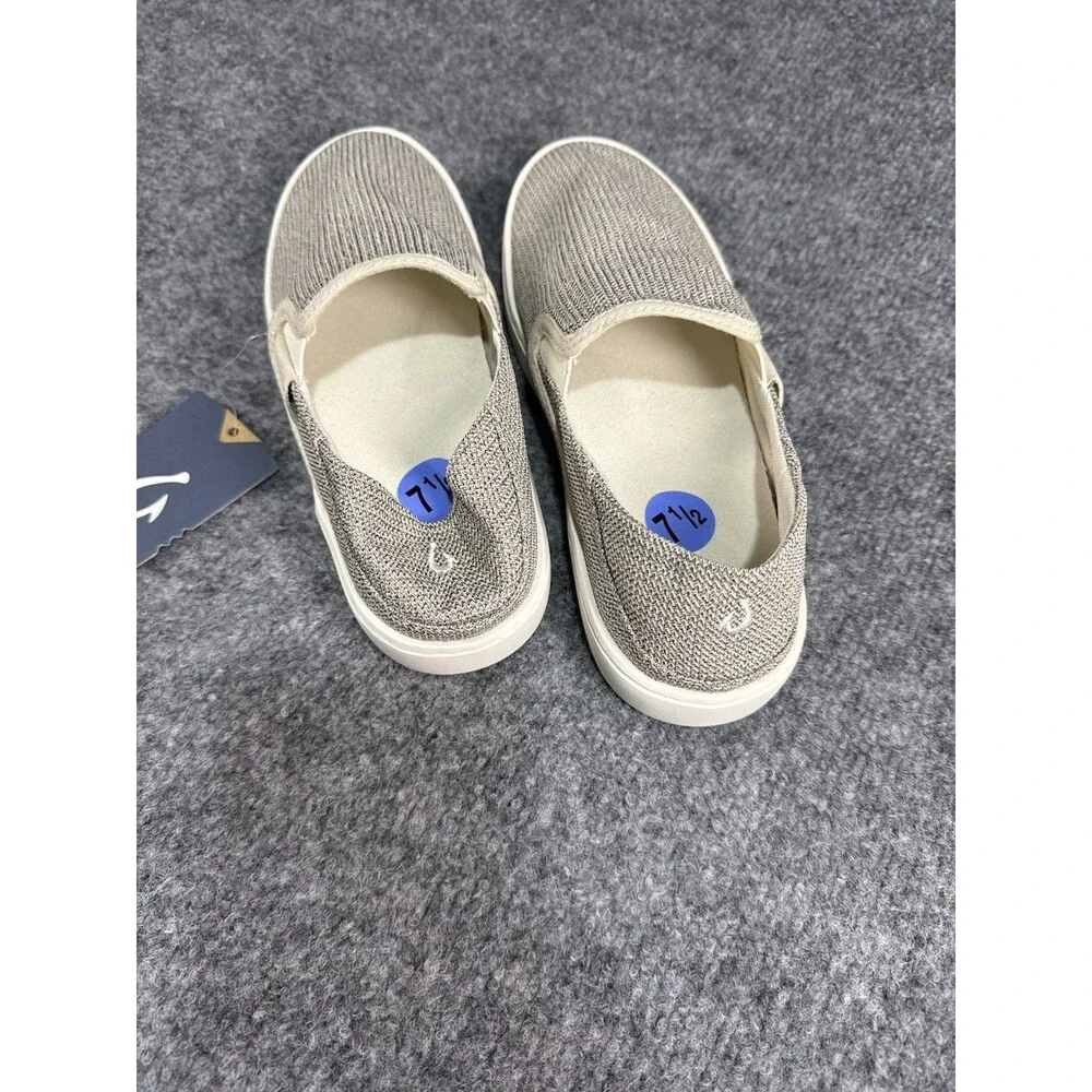 OluKai Pehuea Women’s Slip‑On Sneakers – Tapa Beige – Size 7.5 – NWT